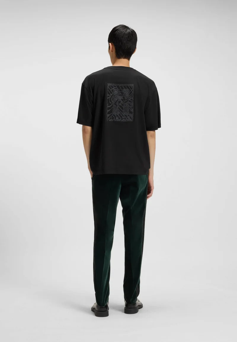 HUGO Cotton-jersey T-shirt with embroidered logos